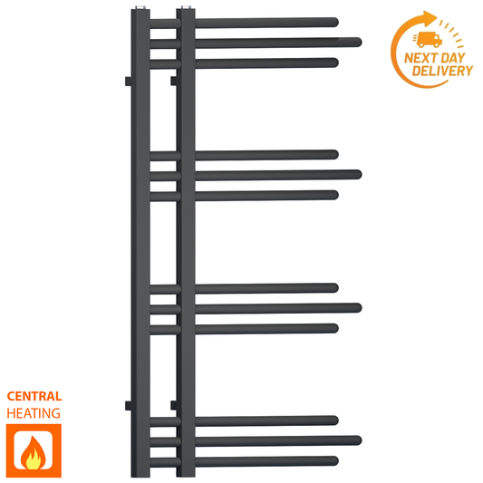 500 x 900mm Small Sydney Matt Black Designer Heated Towel Rail