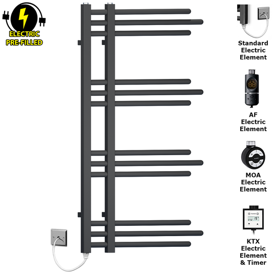 500 x 900mm Small Sydney Matt Black Electric Designer Heated Towel Rail