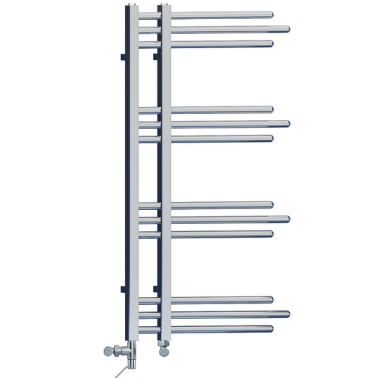 500 x 900mm Small Sydney Chrome Dual Fuel Designer Heated Towel Rail
