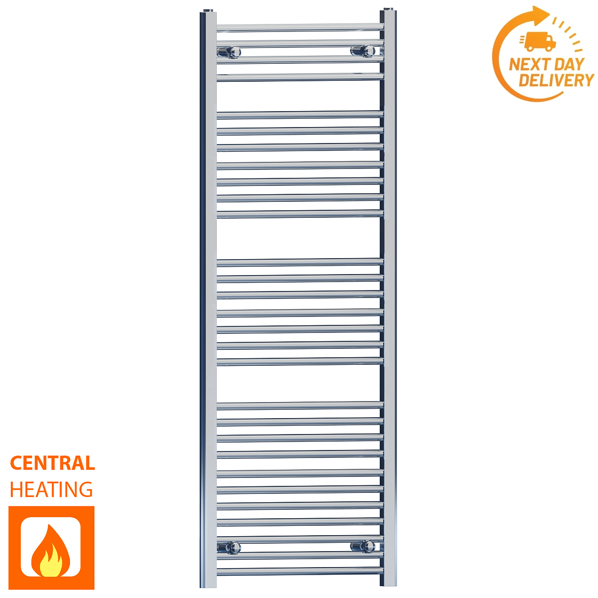 500 x 1500mm High Flat Chrome Heated Towel Rail Radiator Stock Clearance