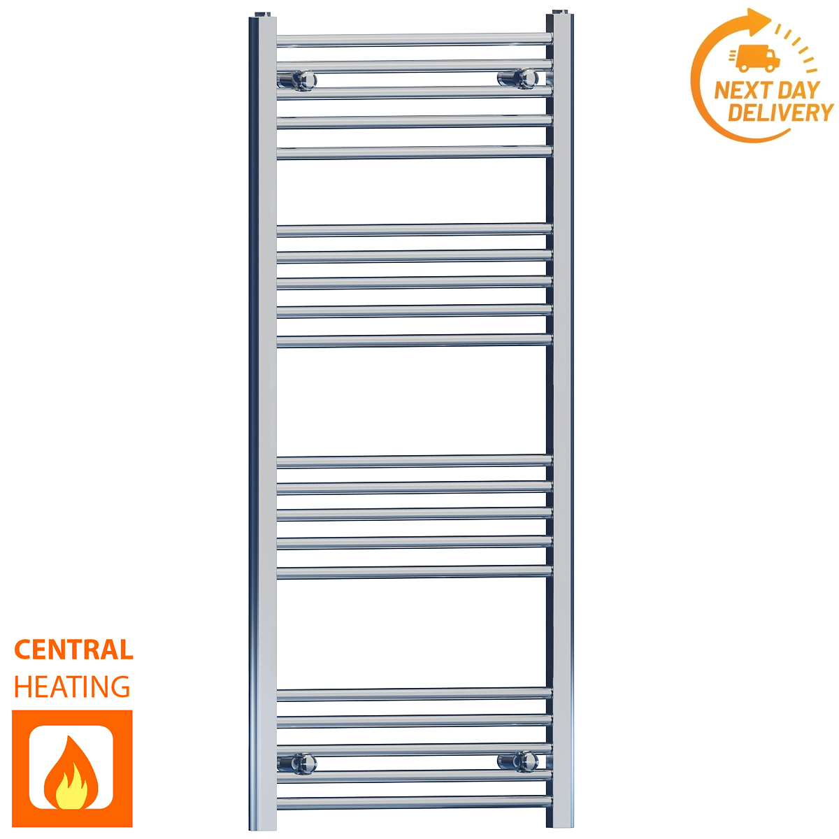 550 x 1200mm High Flat Chrome Heated Towel Rail Radiator Stock Clearance