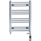 Dual Fuel 400 x 700mm High Flat Chrome Heated Towel Rail Radiator Stock Clearance - (incl. Valves + Electric Heating Kit)