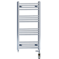 Dual Fuel 550 x 1000mm High Flat Chrome Heated Towel Rail Radiator Stock Clearance - (incl. Valves + Electric Heating Kit)