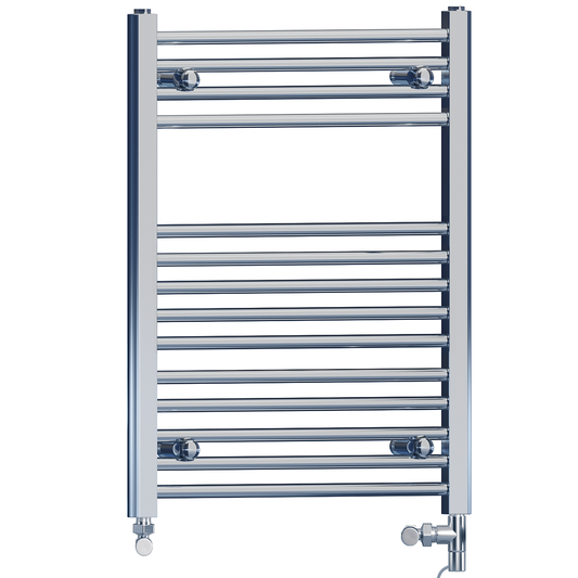 500x750mm Dual Fuel Flat Chrome Heated Towel Rail Radiator - Stock Clearance