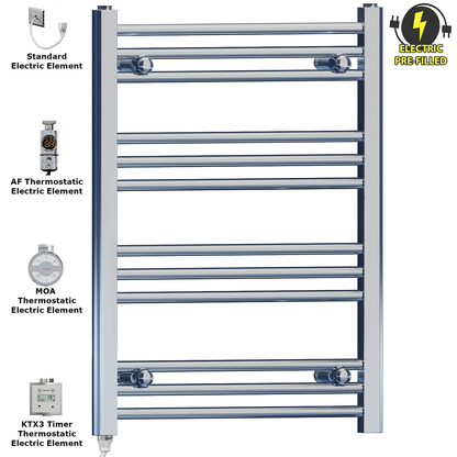  400 x 700mm Flat Chrome Electric Heated Towel Rail Radiator Stock Clearance 