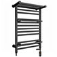 490mm Black Dual Fuel Towel Rail - Oslo (Top Shelf + 2 Towel Holders) 