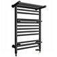 490mm Black Dual Fuel Towel Rail - Oslo (Top Shelf + 2 Towel Holders) 