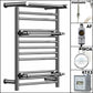 490mm Chrome Electric Towel Rail - Oslo (Top Shelf + 2 Towel Holders) 
