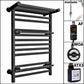 490mm Black Electric Towel Rail - Oslo (Top Shelf + 2 Towel Holders) 