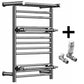 490mm Chrome Heated Towel Rail - Oslo (Top Shelf + 2 Towel Holders) 