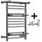 490mm Chrome Heated Towel Rail - Oslo (Top Shelf + 2 Towel Holders) 