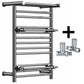 490mm Chrome Heated Towel Rail - Oslo (Top Shelf + 2 Towel Holders) 