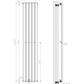 Designer 300mm x 1600mm Black Vertical Single Column Radiator 1695 Btu 