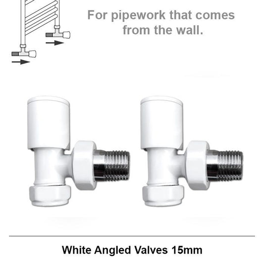 15mm Modern White Angled Radiator Valves (Pair)