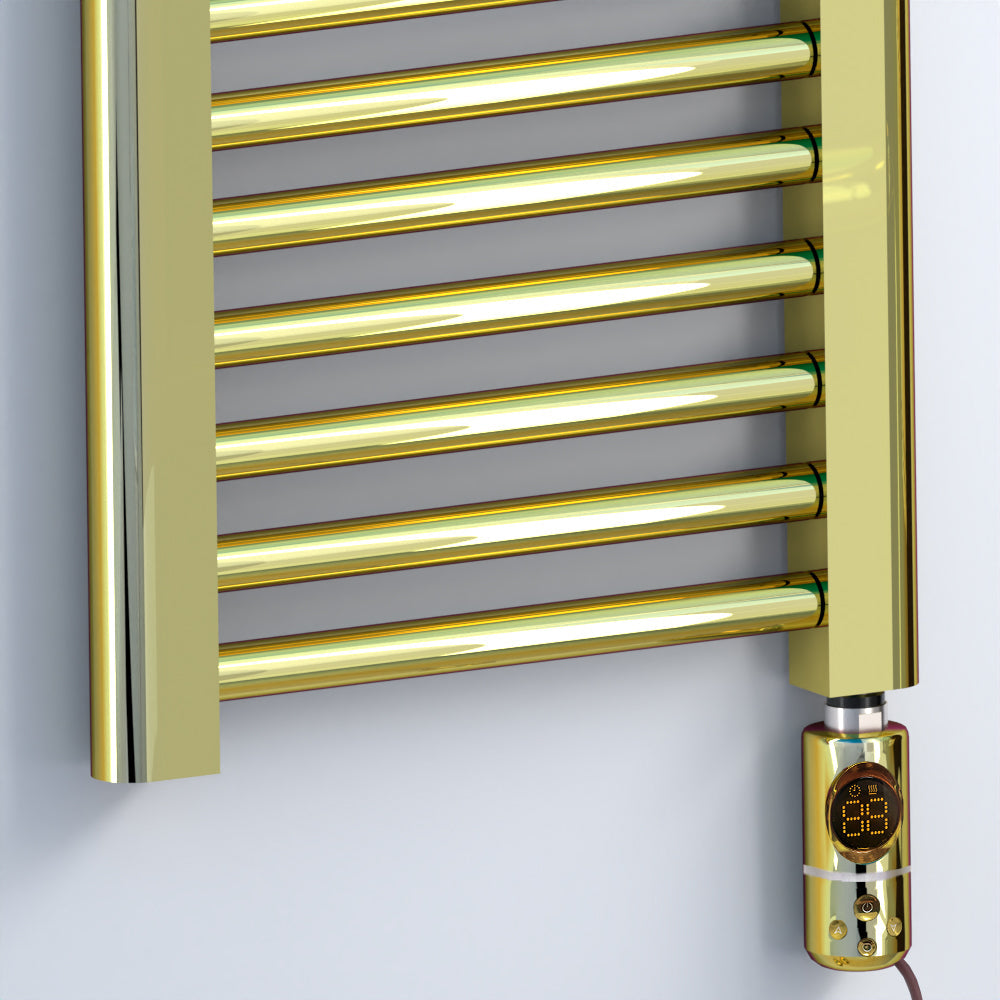 500mm x 1200mm Shiny Gold Electric Pre-Filled Heated Towel Rail Radiator