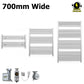 700mm Wide - Electric Heated Towel Rail Radiator - Flat Chrome - Straight