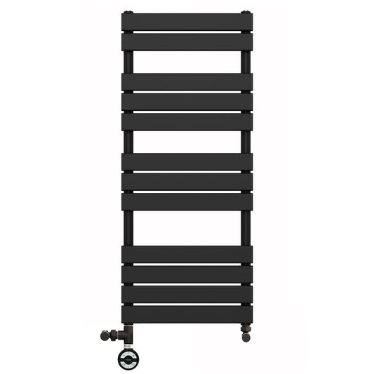 500 x 1200mm Flat Panel Matt Black Dual Fuel Panel Towel Rail Radiator