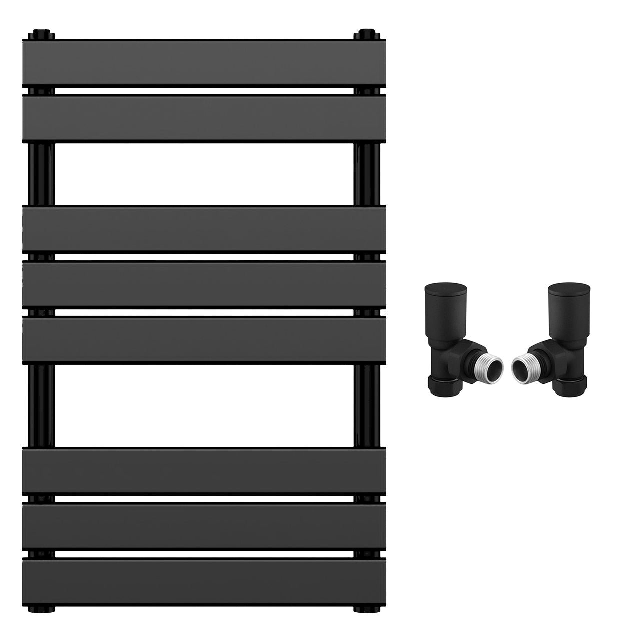 500mm Wide  x 800mm Matt Black Designer Bathroom Heated Panel Towel Rail Radiator