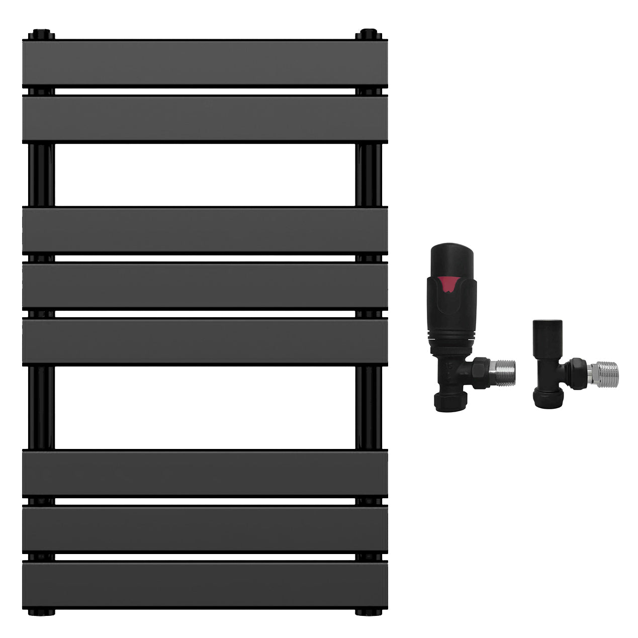 500mm Wide  x 800mm Matt Black Designer Bathroom Heated Panel Towel Rail Radiator