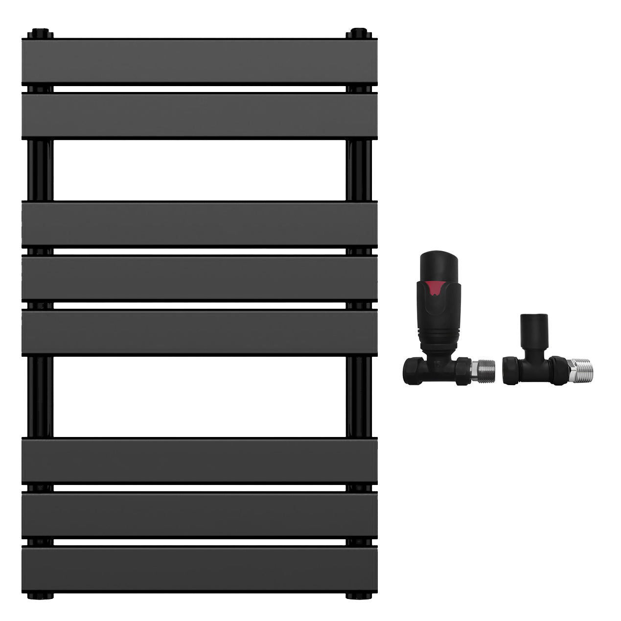 500mm Wide  x 800mm Matt Black Designer Bathroom Heated Panel Towel Rail Radiator