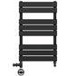 500 x 800mm Flat Panel Matt Black Dual Fuel Panel Towel Rail Radiator 