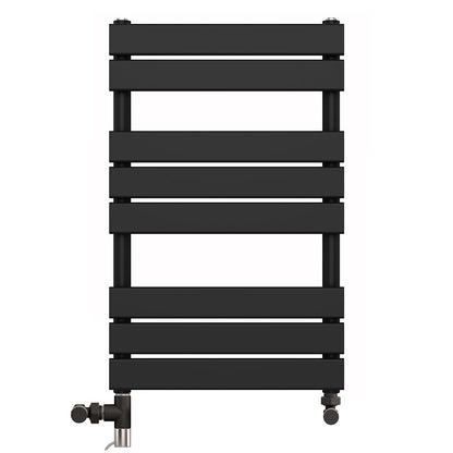  550 x 800mm Flat Panel Black Dual Fuel Panel Towel Rail Radiator 
