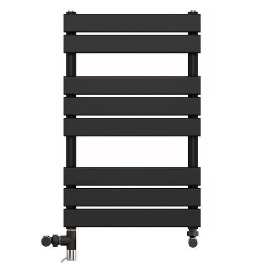 550 x 800mm Flat Panel Black Dual Fuel Panel Towel Rail Radiator