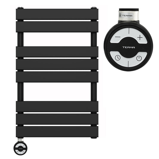 500x800mm Matt Black Designer Bathroom Electric Heated Panel Towel Rail Radiator