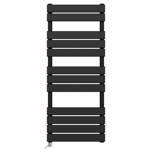 550 x 1200mm Matt Black Designer Bathroom Electric Heated Panel Towel Rail Radiator