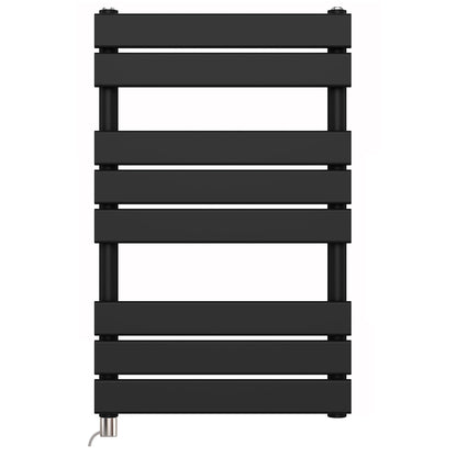  550 x 800mm Matt Black Designer Bathroom Electric Heated Panel Towel Rail Radiator 