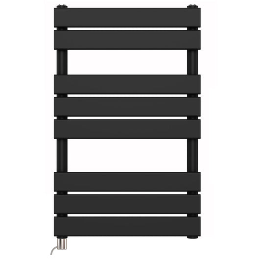 550 x 800mm Matt Black Designer Bathroom Electric Heated Panel Towel Rail Radiator