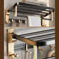 Gold Luxury Wall Mounted Towel Rail Holder - Bathroom Rack Shelf with Adjustable Hooks 