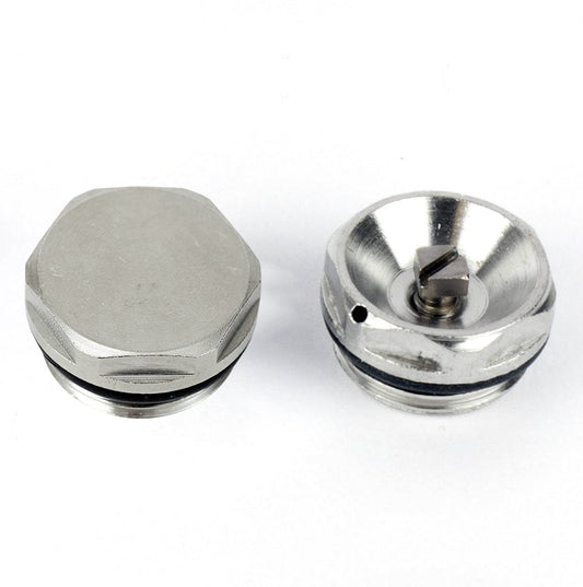 1/2" BSP Chrome Blanking Plug & Manual Air Vent Valve (15mm)