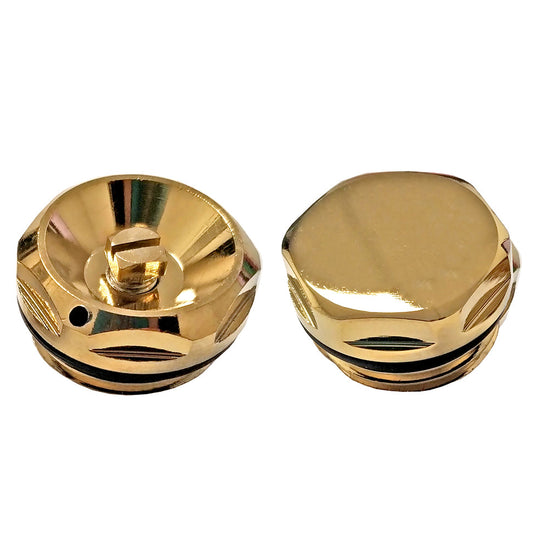 15mm Gold Radiator Blanking Plug & Bleeding Valve Set for Towel Rails