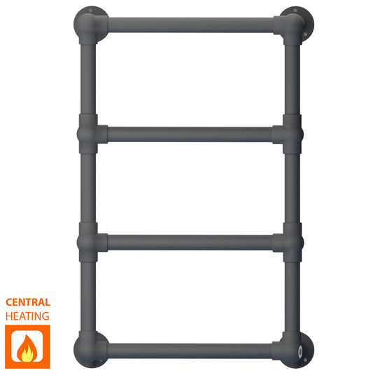500 x 750mm Anthracite Grey Heated Towel Rail - Charlotte Traditional