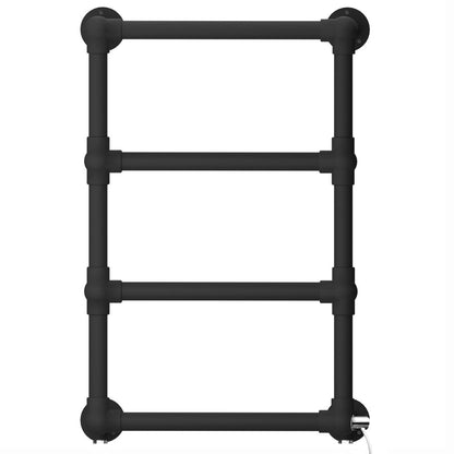  500 x 750mm Matt Black Electric Heated Towel Rail Radiator Modern Ladder Bathroom Heater Pre Filled 