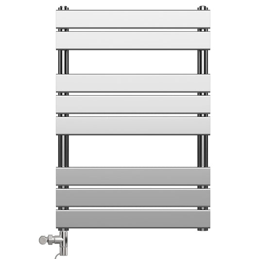 500 x 800mm Flat Panel Chrome Dual Fuel Panel Towel Rail Radiator