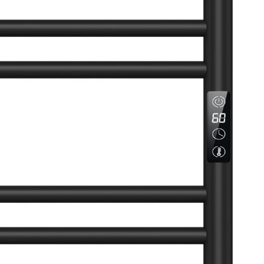 500 x 800mm Black Dry Heating Electric Towel Rail Radiator SN Model, Stainless Steel