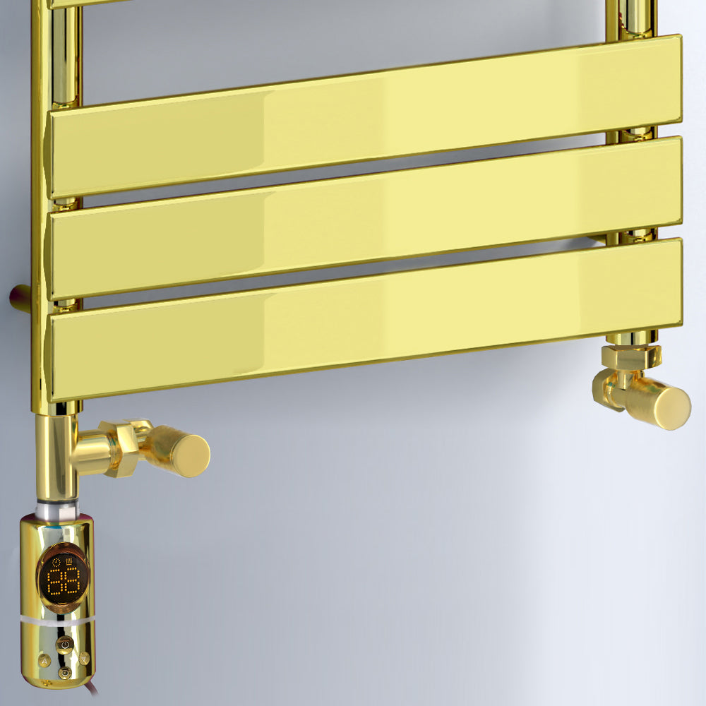 Dual Fuel -500 x 1200mm Straight Gold Panel Heated Towel Rail - (incl. Valves + Electric Heating Kit)