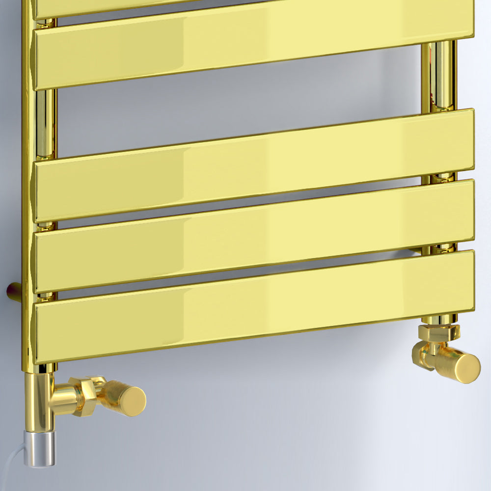 Dual Fuel -500 x 800mm Straight Gold Panel Heated Towel Rail - (incl. Valves + Electric Heating Kit)