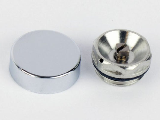 Chrome Cover Cap with Bleeding Air Vent for Heated Towel Rail Radiator
