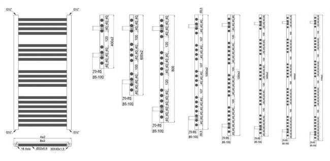 Small 400mm x 800mm Straight White Heated Towel Rail Radiator