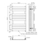 500mm Wide  x 800mm Matt Black Designer Bathroom Heated Panel Towel Rail Radiator