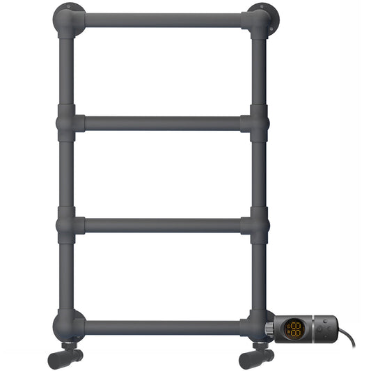 500 x 750mm Anthracite Dual Fuel Heated Towel Rail - Charlotte Designer