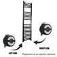 Black Conversion Kit with T Pieces - Terma Moa (for Heated Towel Rail) 