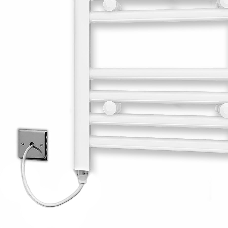 300mm x 1200mm Straight White Electric Pre-Filled Heated Towel Rail Radiator