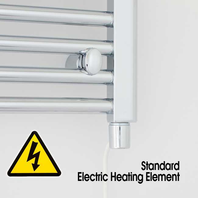 Small 450mm x 400mm Straight Chrome Electric Pre-Filled Heated Towel Rail Radiator