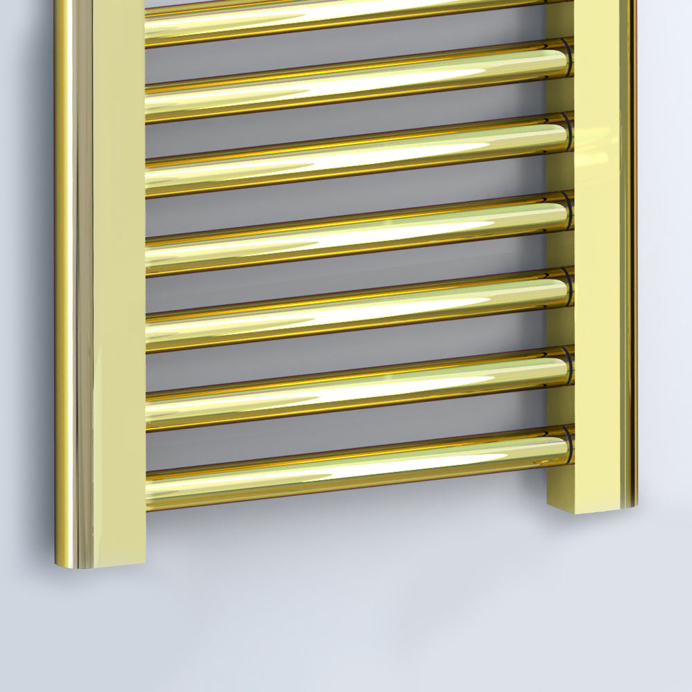 Small 300mm x 600mm Shiny Gold Heated Towel Rail Radiator