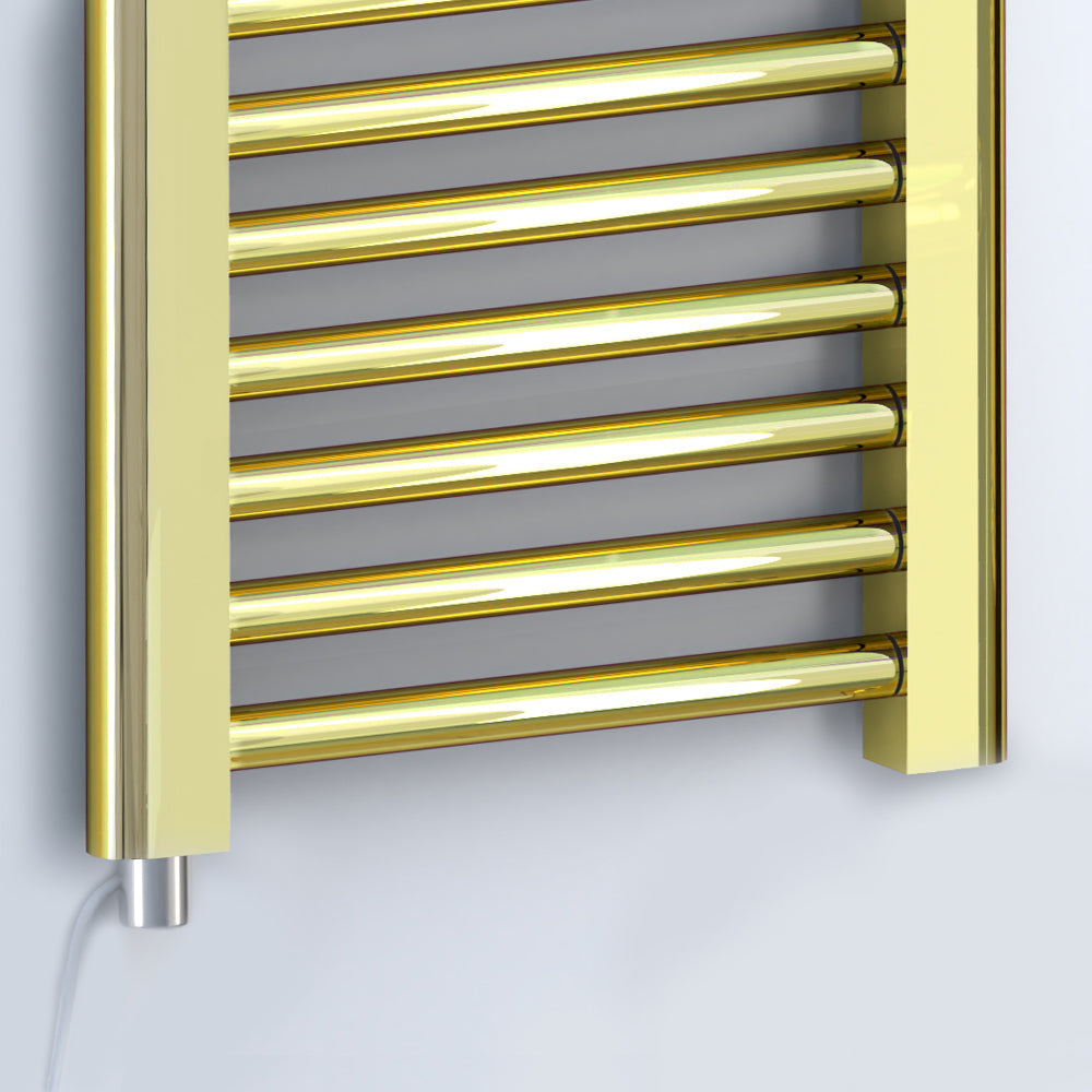 550mm x 1600mm Shiny Gold Electric Pre-Filled Heated Towel Rail Radiator