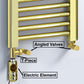 Dual Fuel 550mm x 1200mm Shiny Gold Heated Towel Rail Radiator- (incl. Valves + Electric Heating Kit)